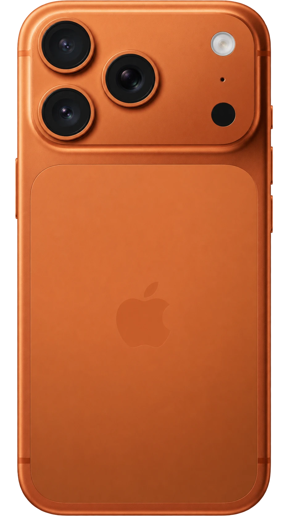 Rear view of iPhone 17 Pro in Cosmic Orange